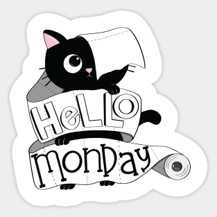 Hello Monday Cat Sticker